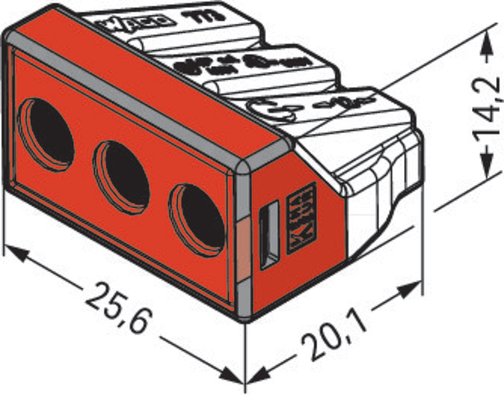 Bornes rigide 3 cond. 6mm² tra